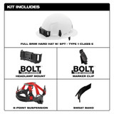 Milwaukee 48-73-1129 Red Full Brim Hard Hat w/6pt Ratcheting Suspension - Type 1, Class E