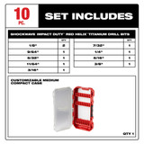 Milwaukee 48-89-4633 Shockwave Impact Duty RED HELIX Titanium Drill Bit Set - 10PC