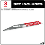 Milwaukee 48-00-5342 9" 6 TPI THE WRECKER with Carbide Teeth SAWZALL Blade 3PK