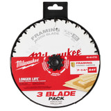 Milwaukee 48-40-0733 7-1/4" 24T Framing Circular Saw Blade 3PK