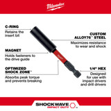 Milwaukee 48-32-4305 Shockwave 3 in. Magnetic Bit Tip Holder-10PK