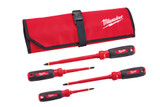 Milwaukee 48-22-2204 4-Piece 1000V Insulated Screwdriver Set w/ Roll Pouch