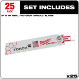Milwaukee 48-00-8712 6 in. 10 TPI THE TORCH SAWZALL Blades 25PK
