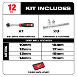 Milwaukee 48-22-9001 12-Piece 3/8 in. Drive Metric Socket Set