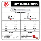 Milwaukee 48-22-9404 1/4 in. Drive 26 pc. Ratchet & Socket Set - SAE