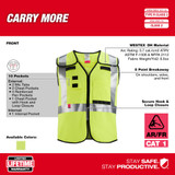 Milwaukee 48-73-5314 AR/FR Cat. 1 Class 2 Breakaway High Visibility Yellow Safety Vest - 4XL/5XL (ANSI/CSA)