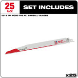 Milwaukee 48-00-8027 12 in. 5 TPI The Ax SAWZALL Blade 25PK