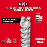 Milwaukee 48-20-3922 SDS-Max 4-Cutter MX4 Bit 5/8 in x 31 in x 36 in