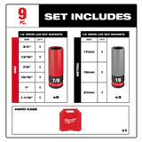 Milwaukee 49-66-7832 Shockwave Impact Duty 1/2 Drive SAE & Metric 9PC Lug Nut Wheel Socket Set