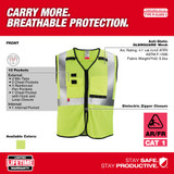 Milwaukee 48-73-5201 AR/FR Cat. 1 Class 2 High Visibility Yellow Mesh Safety Vest - S/M
