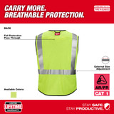 Milwaukee 48-73-5201 AR/FR Cat. 1 Class 2 High Visibility Yellow Mesh Safety Vest - S/M