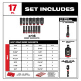 Milwaukee 49-66-6800 Shockwave Impact Duty Socket 3/8" Dr 17PC SAE PACKOUT Set