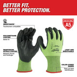 Milwaukee 48-73-8952B 12 Pair High Visibility Cut Level 5 Polyurethane Dipped Gloves - L