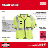 Milwaukee 48-73-5321 AR/FR Cat. 1 Class 3 High Visibility Yellow Safety Vest - S/M