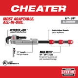 Milwaukee 48-22-7318 CHEATER Adaptable Pipe Wrench - Aluminum