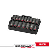 Milwaukee 49-66-6818 Shockwave Impact Duty Socket 1/2" Dr 16PC MM Tray Set