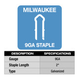 Milwaukee MPU2-960 2 Inch 9 Gauge Galvanized Staples