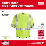 Milwaukee 48-73-5222 AR/FR Cat. 1 Class 3 High Visibility Yellow Mesh Safety Vest - L/XL