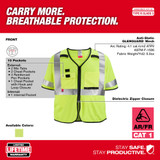 Milwaukee 48-73-5224 AR/FR Cat. 1 Class 3 High Visibility Yellow Mesh Safety Vest - 4XL/5XL