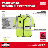 Milwaukee 48-73-5221 AR/FR Cat. 1 Class 3 High Visibility Yellow Mesh Safety Vest - S/M