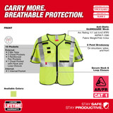 Milwaukee 48-73-5233 AR/FR Cat. 1 Class 3 Breakaway High Visibility Yellow Mesh Safety Vest - 2XL/3XL (ANSI/CSA)