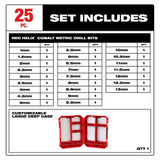 Milwaukee 48-89-2531 RED HELIX Cobalt Metric Drill Bit Set 25PC