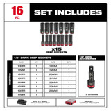 Milwaukee 49-66-6803 Shockwave Impact Duty Socket 1/2" Dr 16PC MM PACKOUT Set