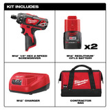 Milwaukee 2406-22 M12 1/4 in. Hex 2 Speed Screwdriver Kit