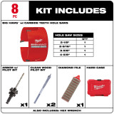 Milwaukee 49-56-9285 8 pc. BIG HAWG with Carbide Teeth Kit