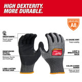 Milwaukee 48-73-7021B 12 Pair Cut Level 8 High-Dexterity Nitrile Dipped Gloves - M