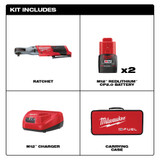 Milwaukee 2557-22 M12 FUEL 3/8 in. Ratchet 2 Battery Kit