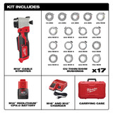 Milwaukee 2435CU-21S M12 Cable Stripper Kit with 17 Cu THHN / XHHW Bushings