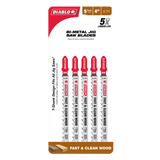 Diablo DJT101DF5 4 in. 6 TPI Bi-Metal T-Shank Jig Saw Blades for Fast Cuts in Wood (5-Pack)