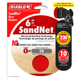 Diablo DND060220H10I 6 in. 220 Grit (Ultra Fine) SandNET Discs with Connection Pad (10-Pack)
