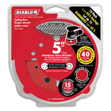 Diablo DCD050040H15G 5 in. 40 Grit (Ultra Coarse) ROS Hook & Lock Discs (15-Pack)