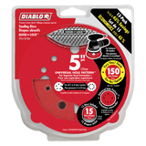 Diablo DCD050150H15G 5 in. 150 Grit (Very Fine) ROS Hook & Lock Discs (15-Pack)