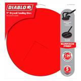 Diablo DCD090120H05G 9 in. 120 Grit (Medium) Drywall ROS Hook & Lock Discs (5-Pack)