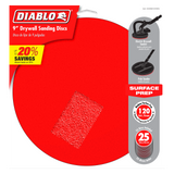 Diablo DCD090120H25G 9 in. 120 Grit (Medium) Drywall ROS Hook & Lock Discs (25-Pack)