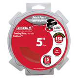 Diablo DCD050150P15G 5 in. 150 Grit (Very Fine) ROS StickFast Discs (15-Pack)