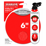 Diablo DCD060040P05G 6 in. 40 Grit (Ultra Coarse) ROS StickFast Discs (5-Pack)