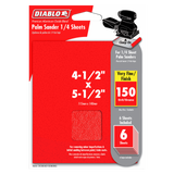 Diablo DCS045150S06G 4-1/2 in. x 5-1/2 in. Palm Sander 1/4 Sheet 150 Grit (6-Pack)