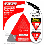 Diablo DCTTRI100P10G Detail 2-7/8 in. x 2-7/8 in. Triangle StickFast 100 Grit (10-Pack)