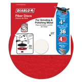 Diablo DCF040036S04G 4 in. Fiber Disc, Aluminum Oxide, 36 Grit (4-Pack)