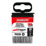 Diablo 1 inch, Num. 2 Reduced Phillips Drive Bit - 25 Pack - DPH2R1P25