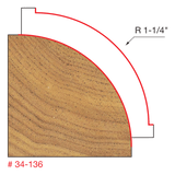Freud 34-136 1-1/4" Radius Rounding Over Bit (Quadra-Cut)