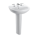 Toto Prominence Oval Basin Pedestal Bathroom Sink With Cefiontect For 4 Inch Center Faucets, Cotton White - LPT242.4G#01