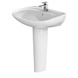 Toto Prominence Pedestal Oval Bathroom Sink with CEFIONTECT and Shroud for Single Hole Faucets in Cotton White