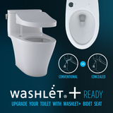 Toto Drake Two-Piece Elongated 1.6 GPF Universal Height Tornado Flush Toilet With 10 Inch Rough-In, Cefiontect, And Softclose Seat, Washlet+ Ready, Cotton White - MS776124CSFG.10#01