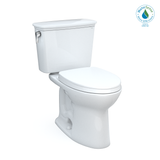 Toto Drake Transitional Two-Piece Elongated 1.28 GPF Universal Height Tornado Flush Toilet With Cefiontect And Softclose Seat, Washlet+ Ready, Cotton White - MS786124CEFG#01