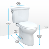 Toto Drake Transitional Two-Piece Elongated 1.28 GPF Universal Height Tornado Flush Toilet With Cefiontect And Softclose Seat, Washlet+ Ready, Cotton White - MS786124CEFG#01